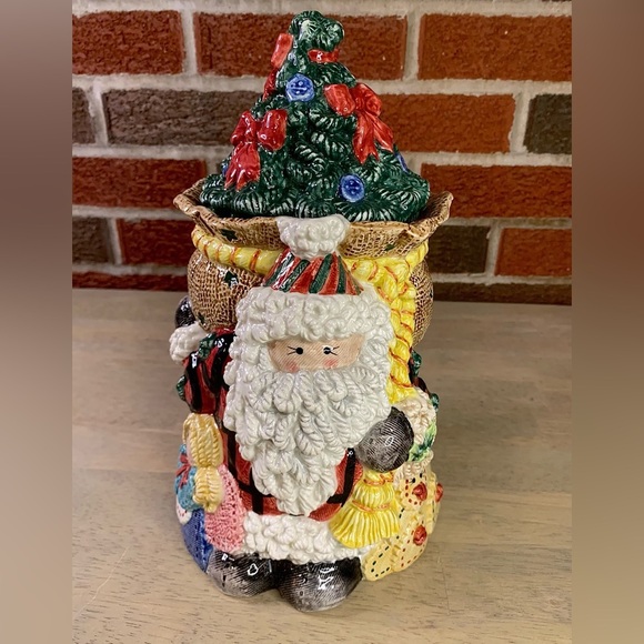 Fitz & Floyd‎ Essentials Santa Claus Christmas Tree Toy Sack Cookie Jar - Picture 1 of 10